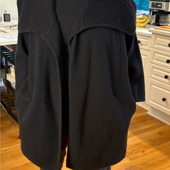 Vince boiled wool open cardigan, shawl collar - Picture 2 of 3